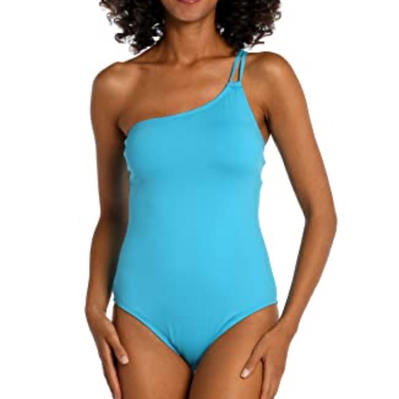 NWT La Blanca Women's Island Goddess One Shoulder One Piece Swimsuit, Azul - 16 - Picture 1 of 2